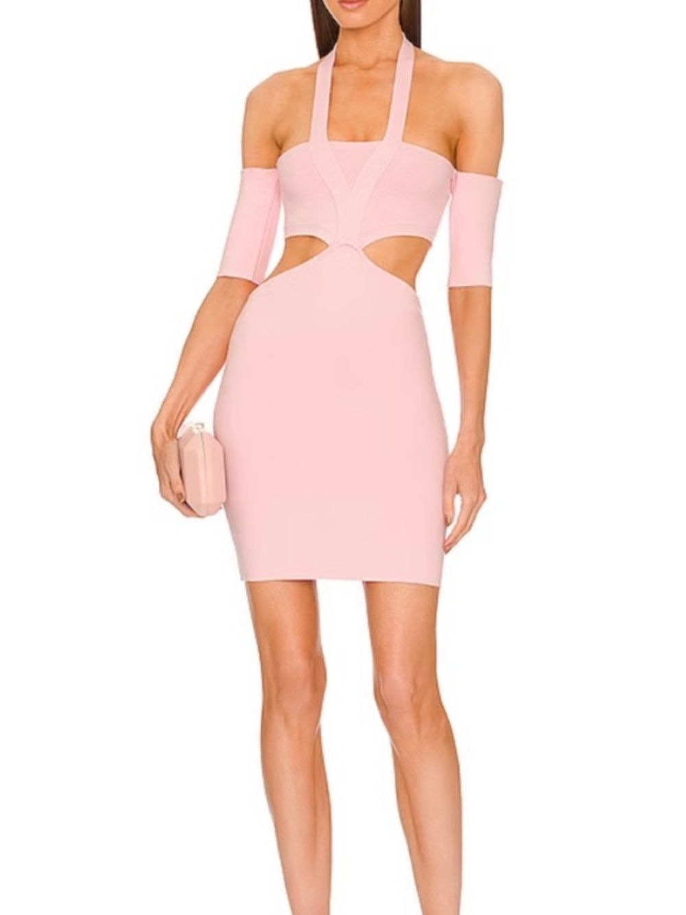 Michael Costello x Revolve Angela Dress Pink Halter Off Shoulder Mini Medium